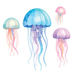 Naklejka premium set of sea jellyfish for design and creativity, sea animals and aesthetics