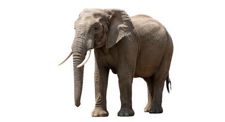 Obraz premium Elephant with Tusks on White Background
