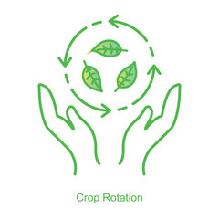 Vector icon for Crop Rotation with Circular Arrow Design. Highlights soil enrichment and sustainable farming practices through dynamic crop rotation symbols.