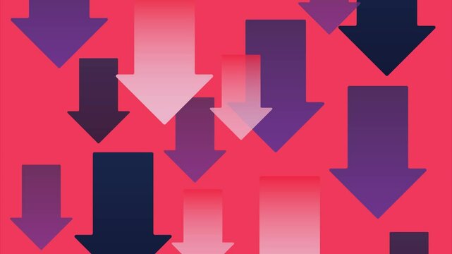 Profit arrows fall. Minimal modern seamless motion design. Animation 2D