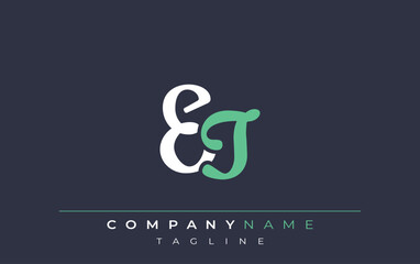 Elegant Stylized ET Lettering Design. Stylish Modern Logo featuring Monogram Letters in White and Teal Shade