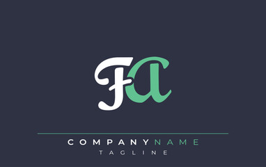 Elegant Stylized FA Lettering Design. Stylish Modern Logo featuring Monogram Letters in White and Teal Shade