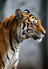 Fototapeta premium Tiger Side Profile with Orange and Black Stripes