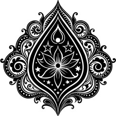 A vintage black and white floral pattern with ornate swirls and decorative elements forms an abstract art illustration vintage black and white floral pattern with ornate swirls and decorative element