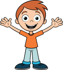 Cartoon boy with arms outstretched mascot logo design