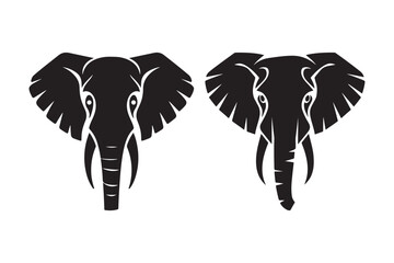 Elephant Head Silhouette Vector Wildlife Animal Icon, Tribal Design