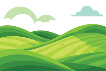 Obraz premium Fresh green hills roll peacefully beneath a cloudy sky, offering a serene abstract vista