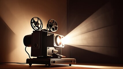 Vintage Movie Projector - Cinematic Still Life for Film Industry, Home Theater