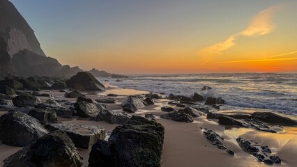 Twilight whispers over mossy stones, invoking Lughnasadh serenity, coastal reverie, and echoing tales of the tides embrace