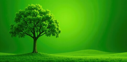 Elegant and slender tree isolated against a soft focus green background, greenery, foliage, tree in forest