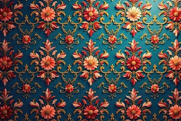 Fototapeta premium Elegant damask pattern with intricate floral details, surface pattern, floral, image
