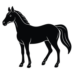 Elegant Black Horse Silhouette Vector Illustration