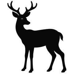 Majestic Deer Silhouette Elegant Black and White Animal Illustration