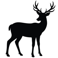Majestic Deer Silhouette Elegant Black and White Animal Illustration