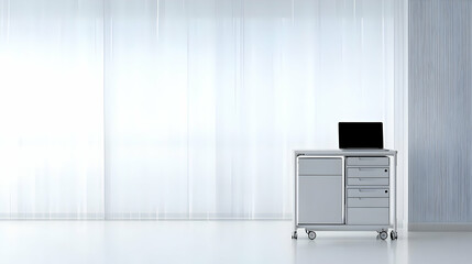 Modern Minimalist Office Interior With Steel Cabinet