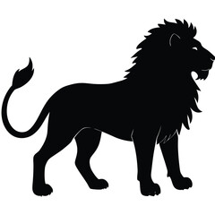 Majestic Lion Silhouette A Powerful Black and White Illustration