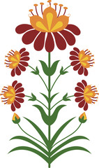 Traditional vector flower motif. Hand drawn vector flower plant illustrations.