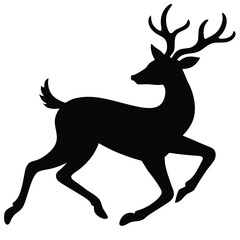 Majestic Silhouette of a Running Deer Elegant Black and White Animal Illustration