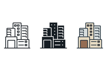 municipal icons isolated on White Background. Flat style design