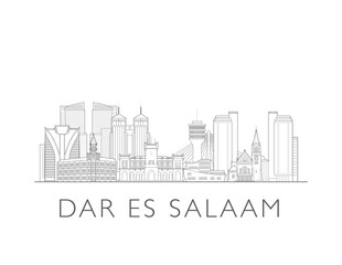 Fototapeta premium Dar es Salaam, Tanzania illustration skyline drawing