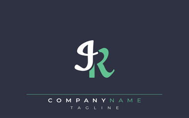 Elegant Stylized IR Lettering Design. Stylish Modern Logo featuring Monogram Letters in White and Teal Shade