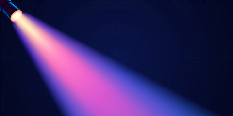 Vector purple diagonal spotlight with soft pink and blue shades on dark background