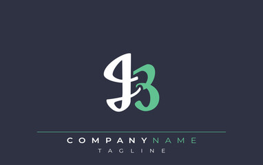 Elegant Stylized JB Lettering Design. Stylish Modern Logo featuring Monogram Letters in White and Teal Shade