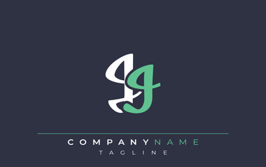 Elegant Stylized JI Lettering Design. Stylish Modern Logo featuring Monogram Letters in White and Teal Shade