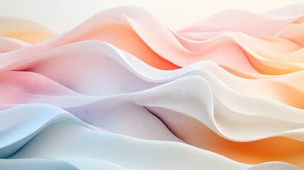 Obraz premium Abstract Pastel Wave Background Soft Flowing Elegant Curves in Peach Pink Blue and White Hues