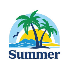 Obraz premium Palm Trees and Sunset Summer Art & Illustration