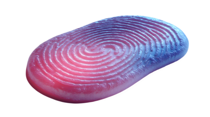 3D fingerprint security icon in cartoon plastic style, isolated on white background