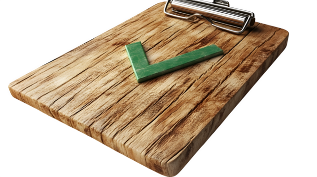 Clipboard with green checkmark icon in 3D, isolated on white background