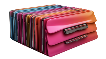 3D folder icon in plastic realistic style, representing document storage or organization, isolated on white background