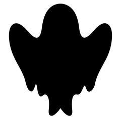 Simple and clean black ghost silhouette against white background for Halloween