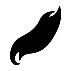 Abstract Curved Black Shape on White Background, Minimalist Graphic Design Element