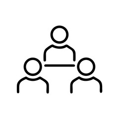 Fototapeta premium Teamwork icon with three people in black outline on white background