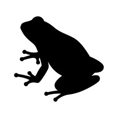 Silhouette of a tree frog standing against a white background illustration