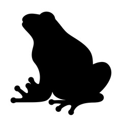 Silhouette of a frog sitting, showcasing its unique amphibian form in black