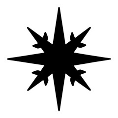 Eight Pointed Star Silhouette with Embellishments, Symbolizing Guidance and Direction