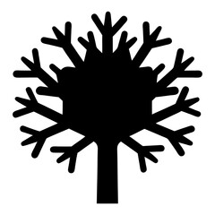 Stylized Tree Silhouette with Angular Branches and a Bold Black Color
