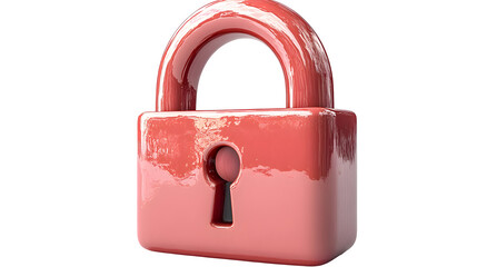 3D lock icon in plastic style, symbolizing security or privacy, isolated on white background