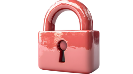 3D lock icon in plastic style, symbolizing security or privacy, isolated on white background