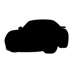 Black silhouette of a compact sports car, sleek and aerodynamic design