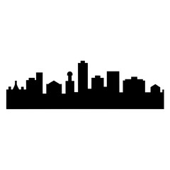 Obraz premium Cityscape Silhouette Vector Illustration with Tall Buildings, Skyscrapers, and Urban Architecture