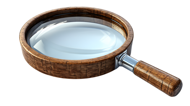 3D magnifying glass icon in plastic realistic style, representing search or zoom, isolated on white background