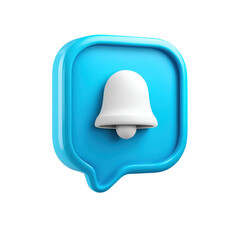 Fototapeta premium Blue notification bell icon alert message on isolated background