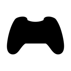 Solid black silhouette of a video game controller on a white background