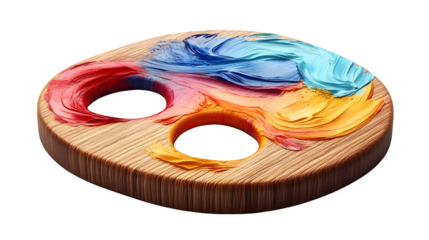 3D paint palette icon in cartoon plastic style, for artistic themes, isolated on white background