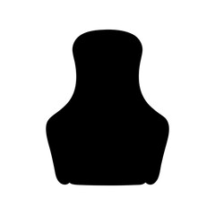 Silhouette of abstract bottle or flask, elegant black shape with white background