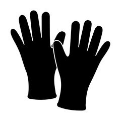 Black protective gloves for gardening or cleaning on a white background